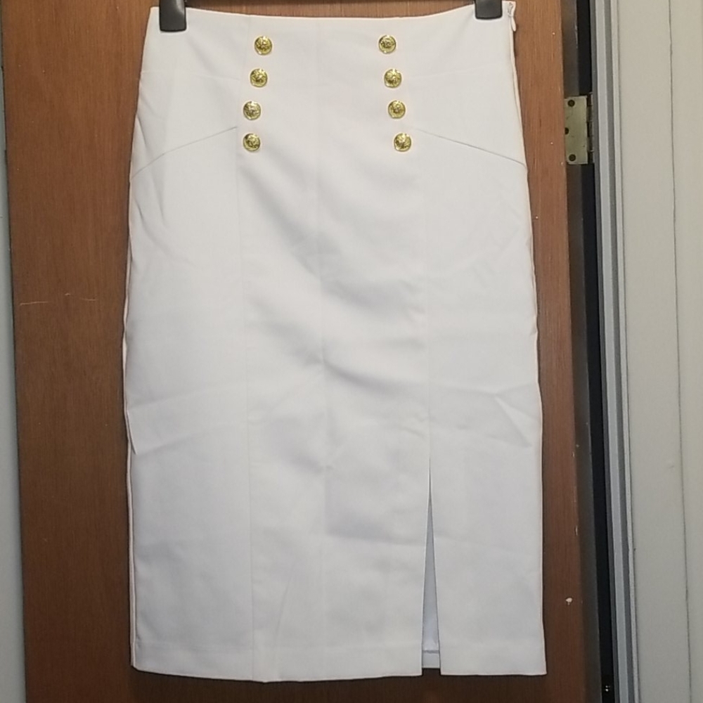 White Skirt w/gold buttons